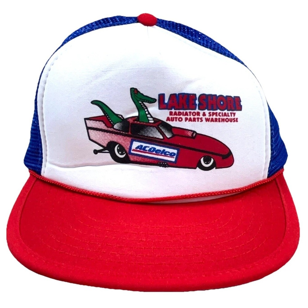 Vintage ACDelco Trucker Hat Cap Snap Back Red White Blue Drag Racing Y2K 2000s